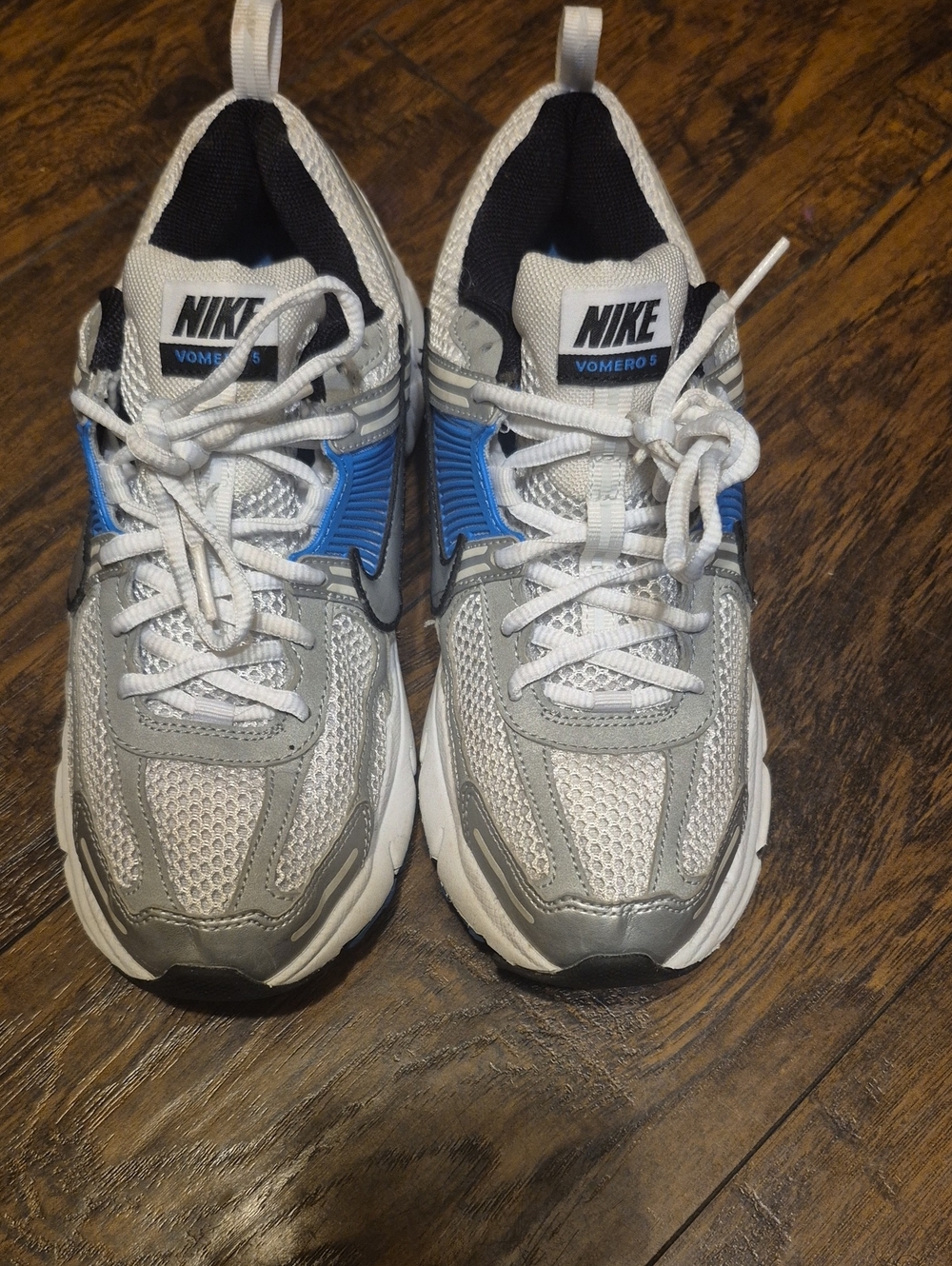 Nike Kids White, Gray & Blue Athletic Sneakers